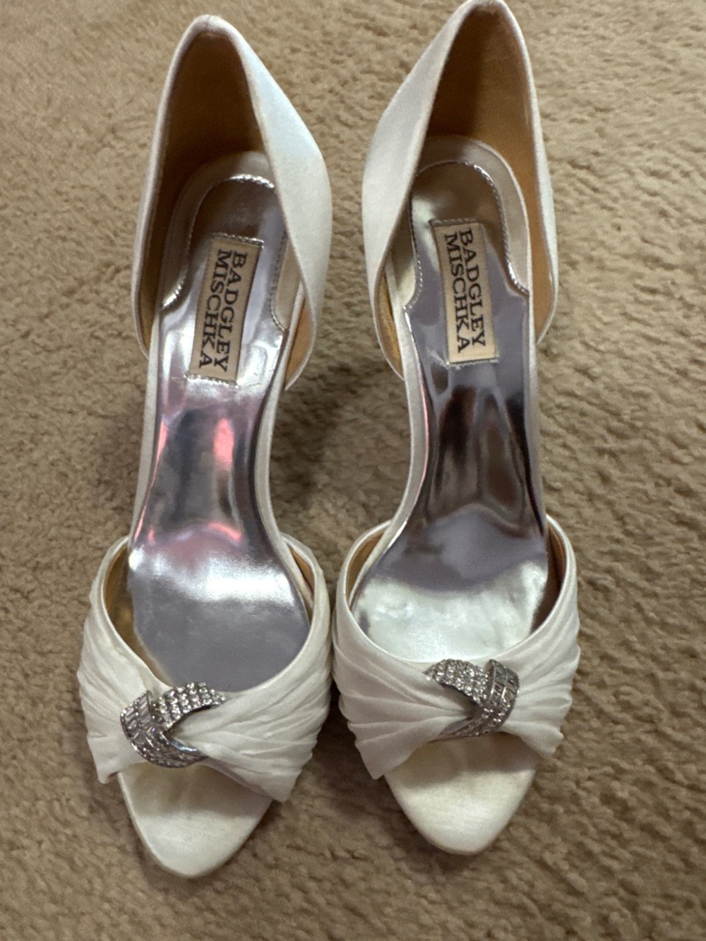 White Badgley Mischika Embellished Heels Size 7 1/2